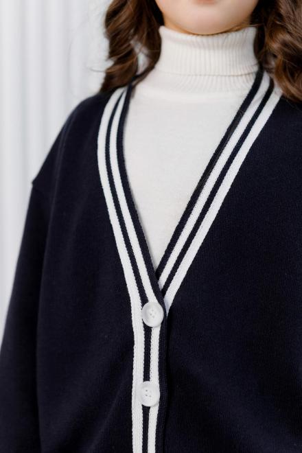 Дитячий кардиган зі смужкою синій