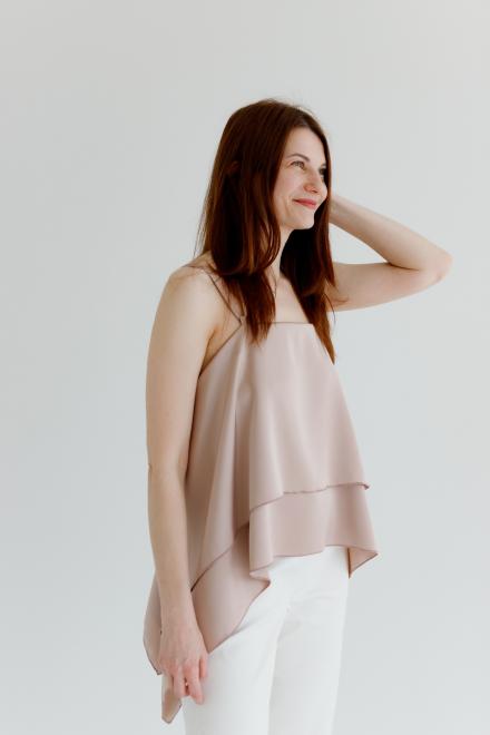 Топ з воланами тауп Fashion