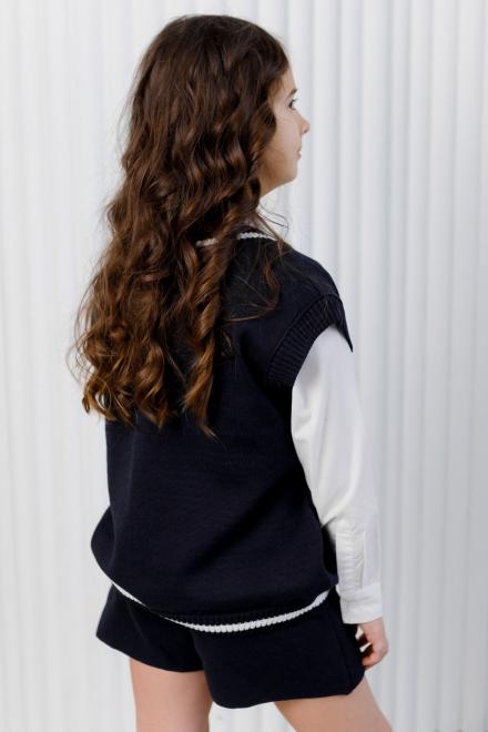 Дитяча жилетка синя з білою смужкою