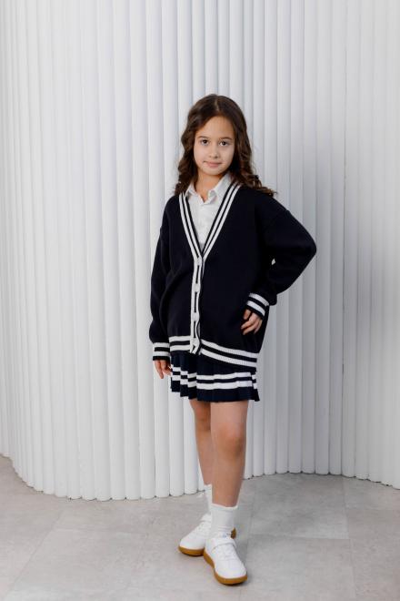 Дитячий кардиган зі смужкою синій