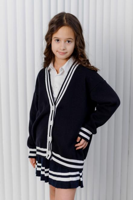 Дитячий кардиган зі смужкою синій