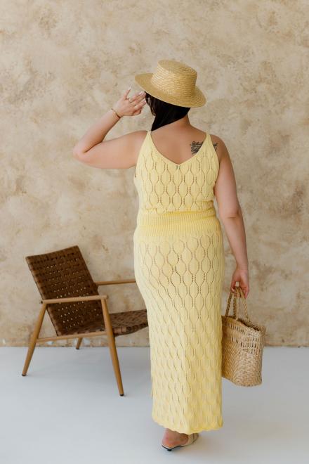 Ажурна літня сукня довга жовта