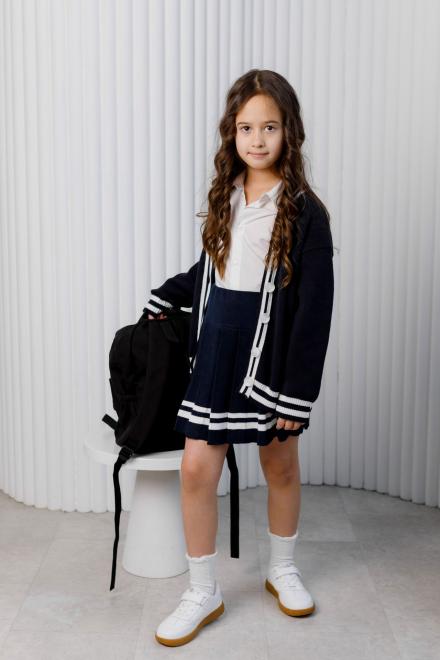 Дитячий кардиган зі смужкою синій