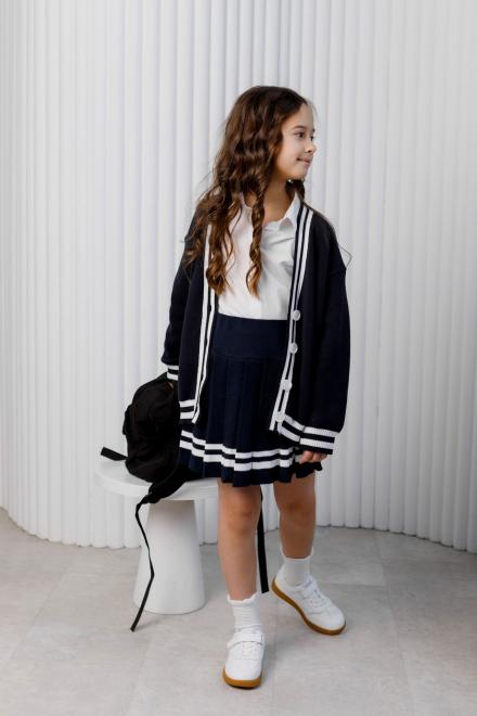 Дитячий кардиган зі смужкою синій