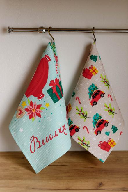 Новорічний вафельний рушник Санта