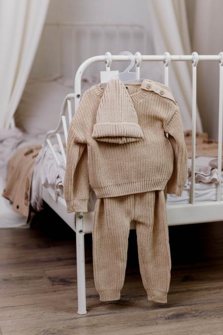 Набір для малюків з шапочкою Happy бежевий