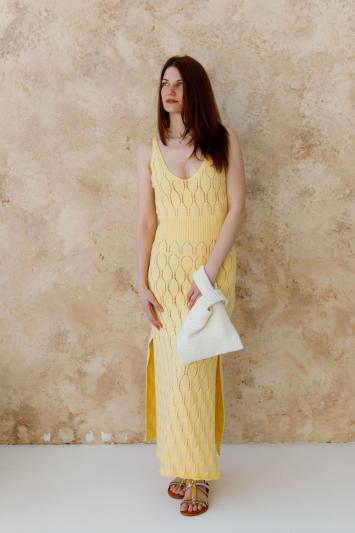 Ажурна літня сукня довга жовта Ажурна літня сукня довга жовта