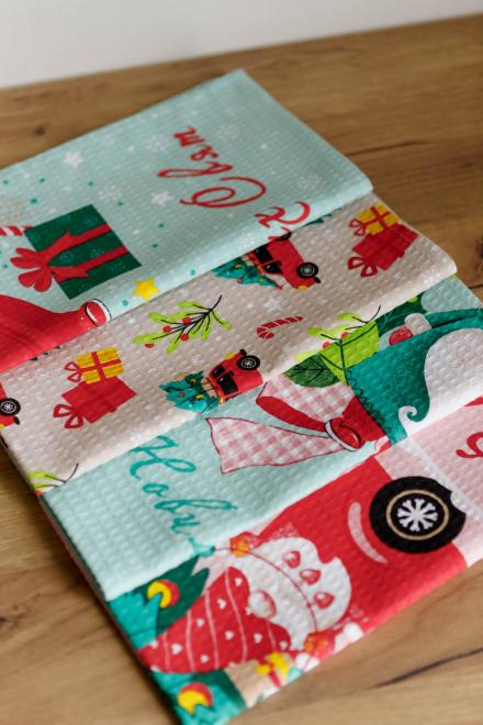 Новорічний вафельний рушник Різдвяне авто