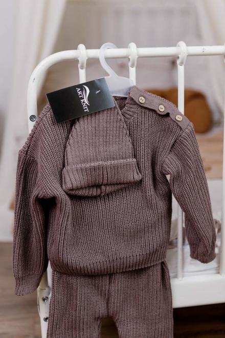 Набір для малюків з шапочкою Happy коричневий