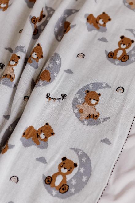 Плед дитячий в'язаний Тедді на місяці