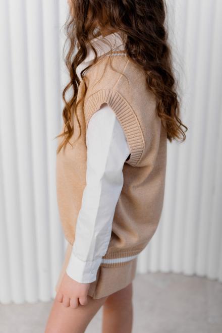 Дитяча жилетка бежева з білою смужкою