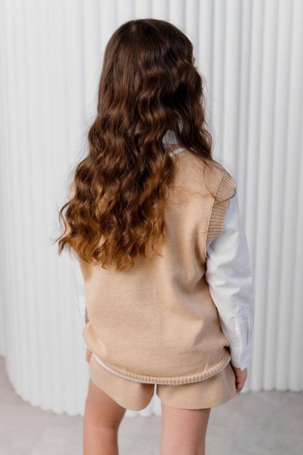 Дитяча жилетка бежева з білою смужкою