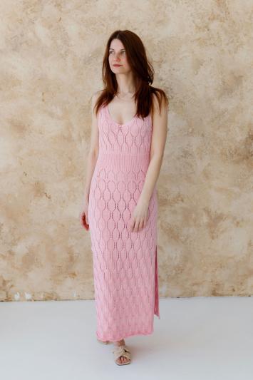 Ажурна літня сукня довга рожева Ажурна літня сукня довга рожева