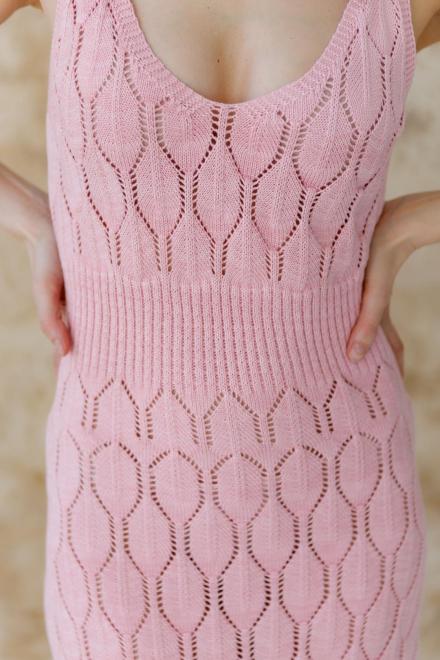 Ажурна літня сукня довга рожева