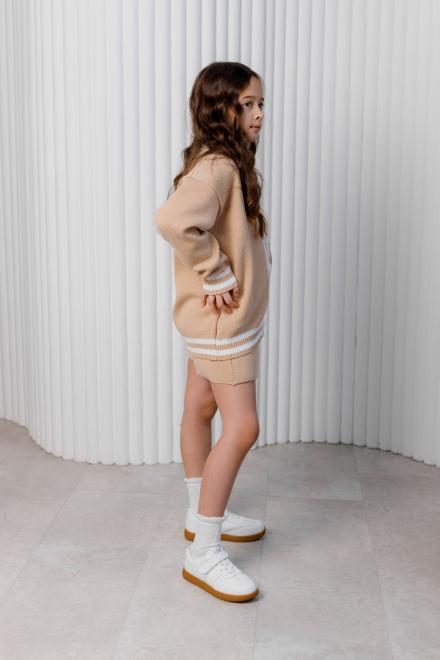 Дитячий кардиган зі смужкою бежевий