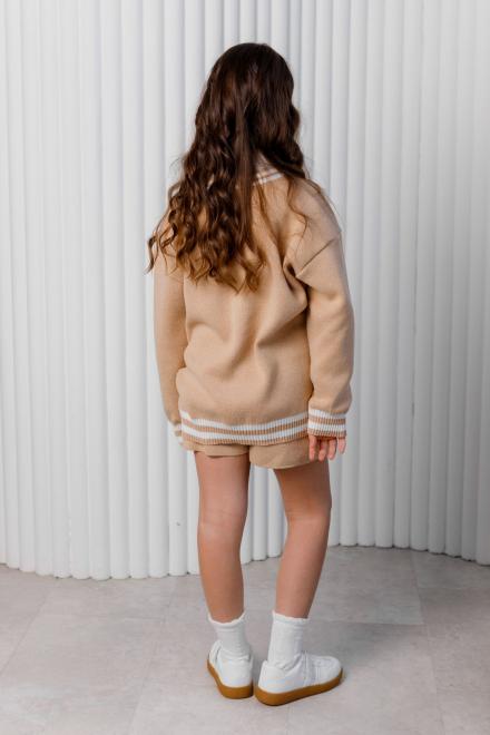 Дитячий кардиган зі смужкою бежевий