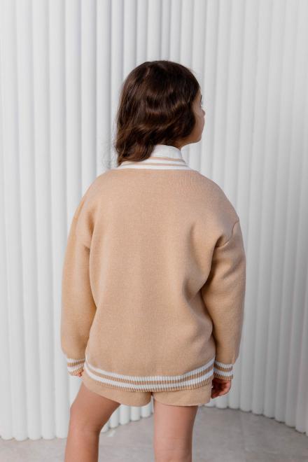Дитячий кардиган зі смужкою бежевий