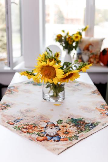 Гобеленова скатертина наперон Гарбузові гноми