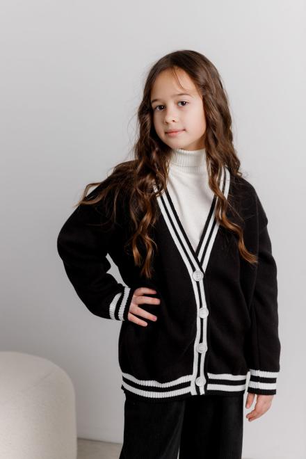 Дитячий кардиган зі смужкою чорний