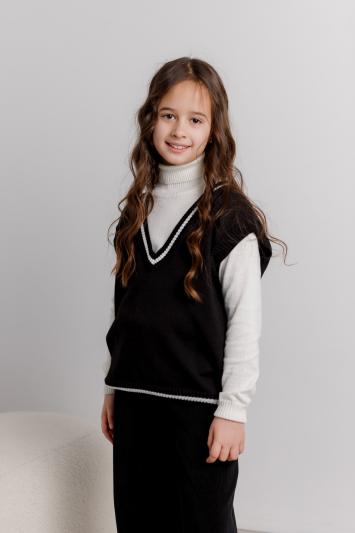 Дитяча жилетка чорна з білою смужкою Дитяча жилетка чорна з білою смужкою