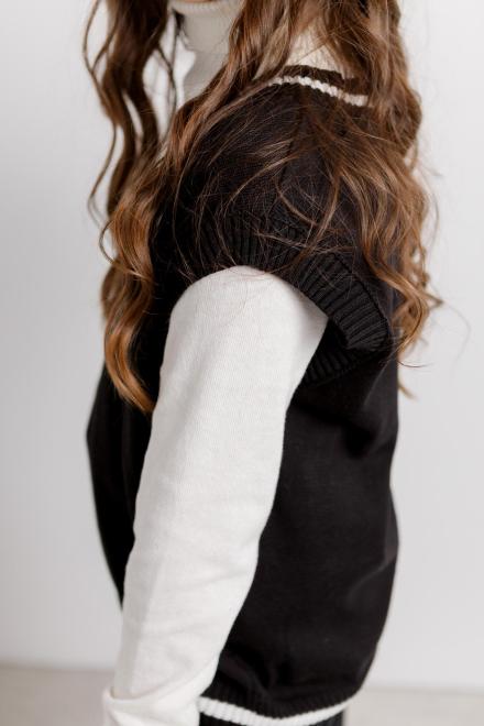 Дитяча жилетка чорна з білою смужкою