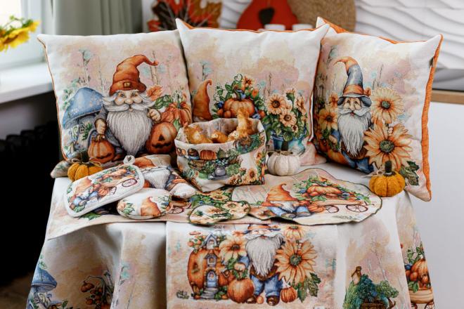 Гобеленова прихватка для гарячого Гарбузові гноми