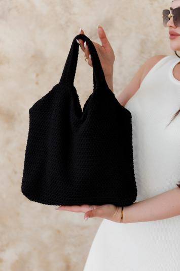 Сумка в'язана Boho чорна Сумка в'язана Boho чорна