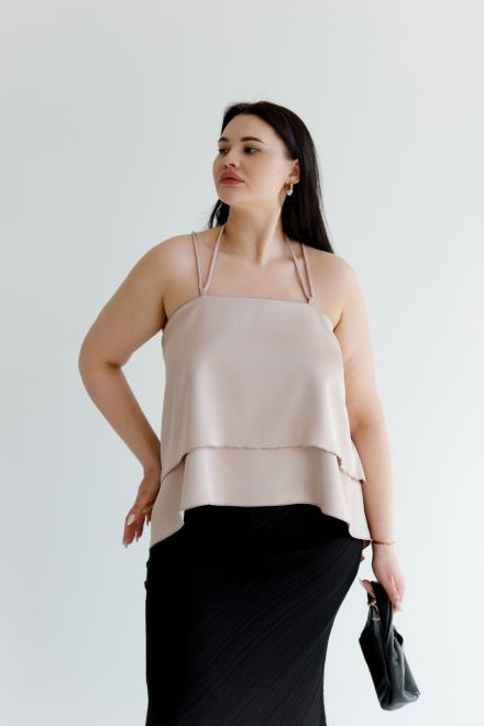 Топ з воланами тауп Fashion