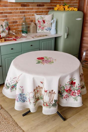 Гобеленова скатертина на круглий стіл Гуси