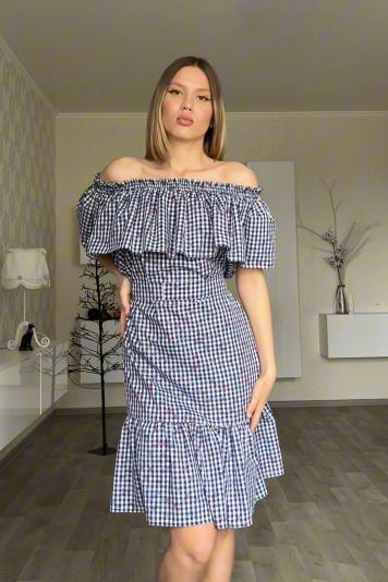 Коротке плаття блакитна клітинка ТМ Прованс