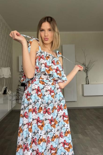 Сарафан короткий бабочки голубой Vona ТМ Прованс