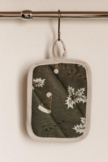 Новорічна прихватка Шапочки на зеленому Новорічна прихватка Шапочки на зеленому