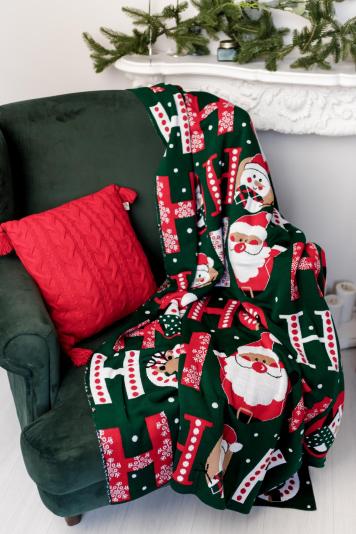 Новорічний плед в'язаний "Ho-Ho-Ho"