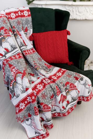 Новорічний плед в'язаний Веселі гноми Новорічний плед в'язаний Веселі гноми