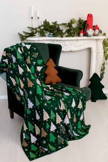 Новорічний плед в'язаний Ялиночка