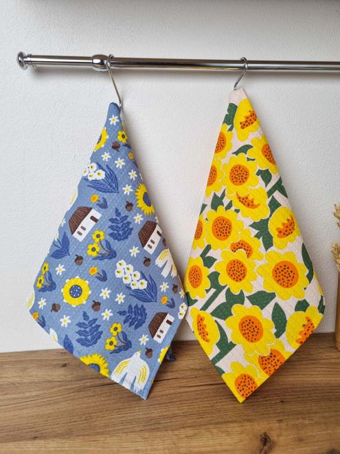 Кухонний вафельний рушник Соняшники