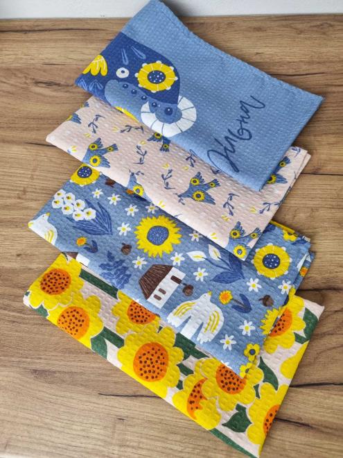 Кухонний вафельний рушник Соняшники