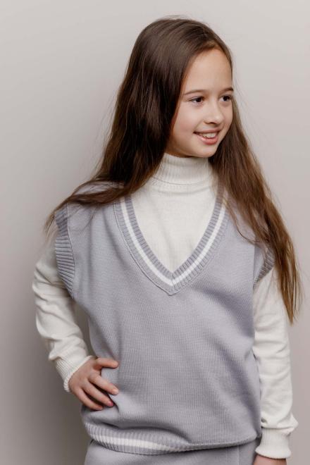 Дитяча жилетка сіра з білою смужкою