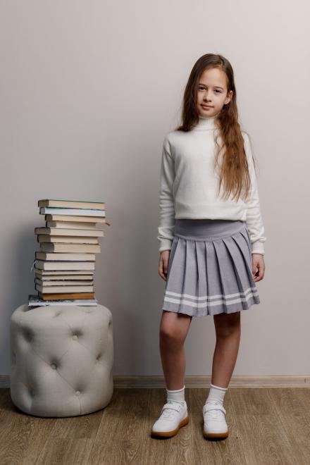 Спiдниця пліссе дитяча сірі зі смужкою