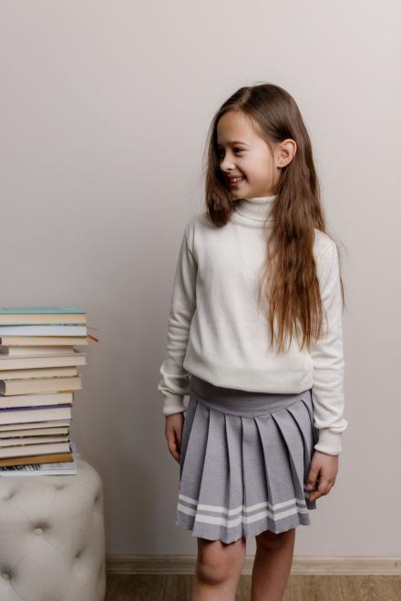 Спiдниця пліссе дитяча сірі зі смужкою