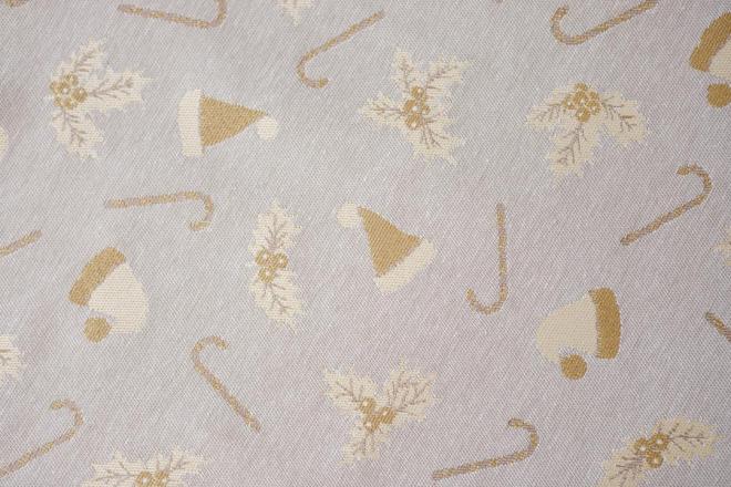 Доріжка новорічна на стіл Шапочки на бежевому