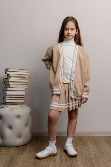 Спiдниця пліссе дитяча бежева зі смужкою Спiдниця пліссе дитяча бежева зі смужкою