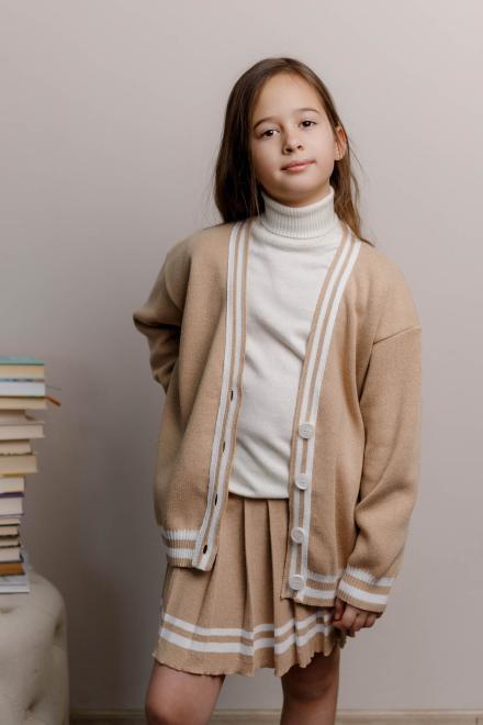 Спiдниця пліссе дитяча бежева зі смужкою
