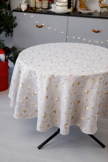 Кругла скатертина на стіл Шапочки на бежевому