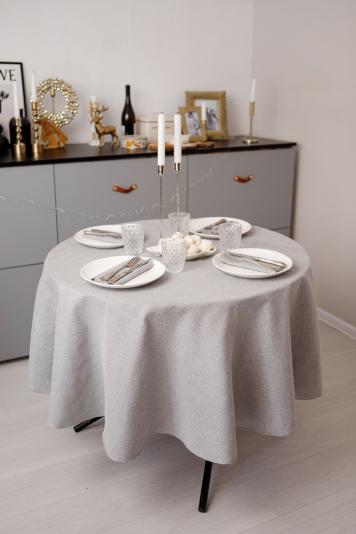 Скатертина святкова кругла Перлина Сіра Скатертина святкова кругла Перлина Сіра