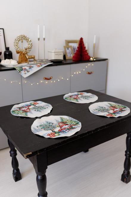 Новорічна кругла серветка Різдвяне багаття