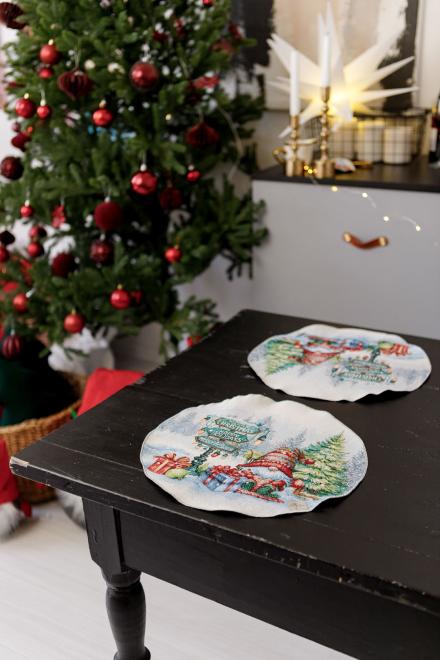 Новорічна кругла серветка Різдвяне багаття