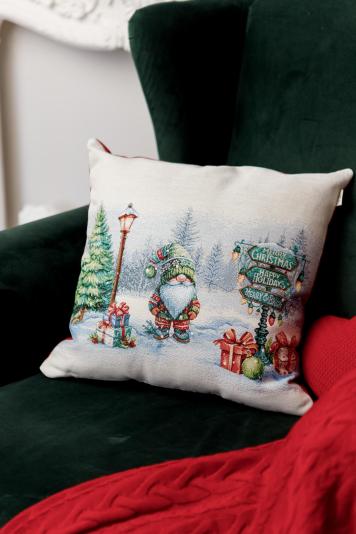 Подушка декоративна новорічна Гном на перехресті