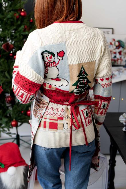 Новорічний гобеленовий фартух з велюром Снігова зима