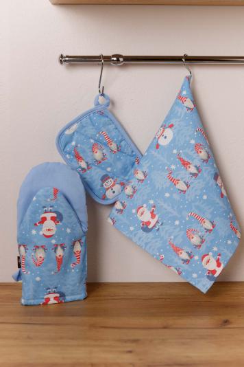 Набір кухонний 3 од.рукавичка, прихватка та рушник Happy Holidays на балкитному Набір кухонний 3 од.рукавичка, прихватка та рушник Happy Holidays на балкитному